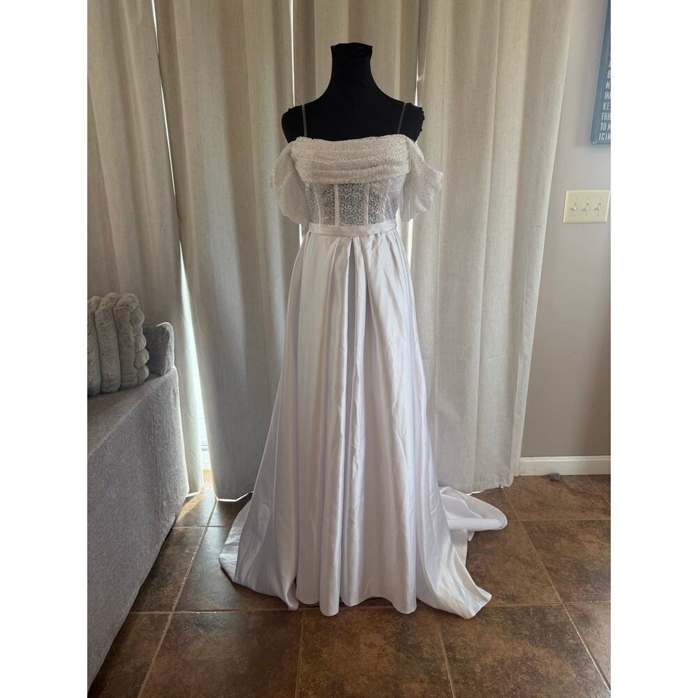 White Sequin Corset Top Wedding Dress/Gown NWOT